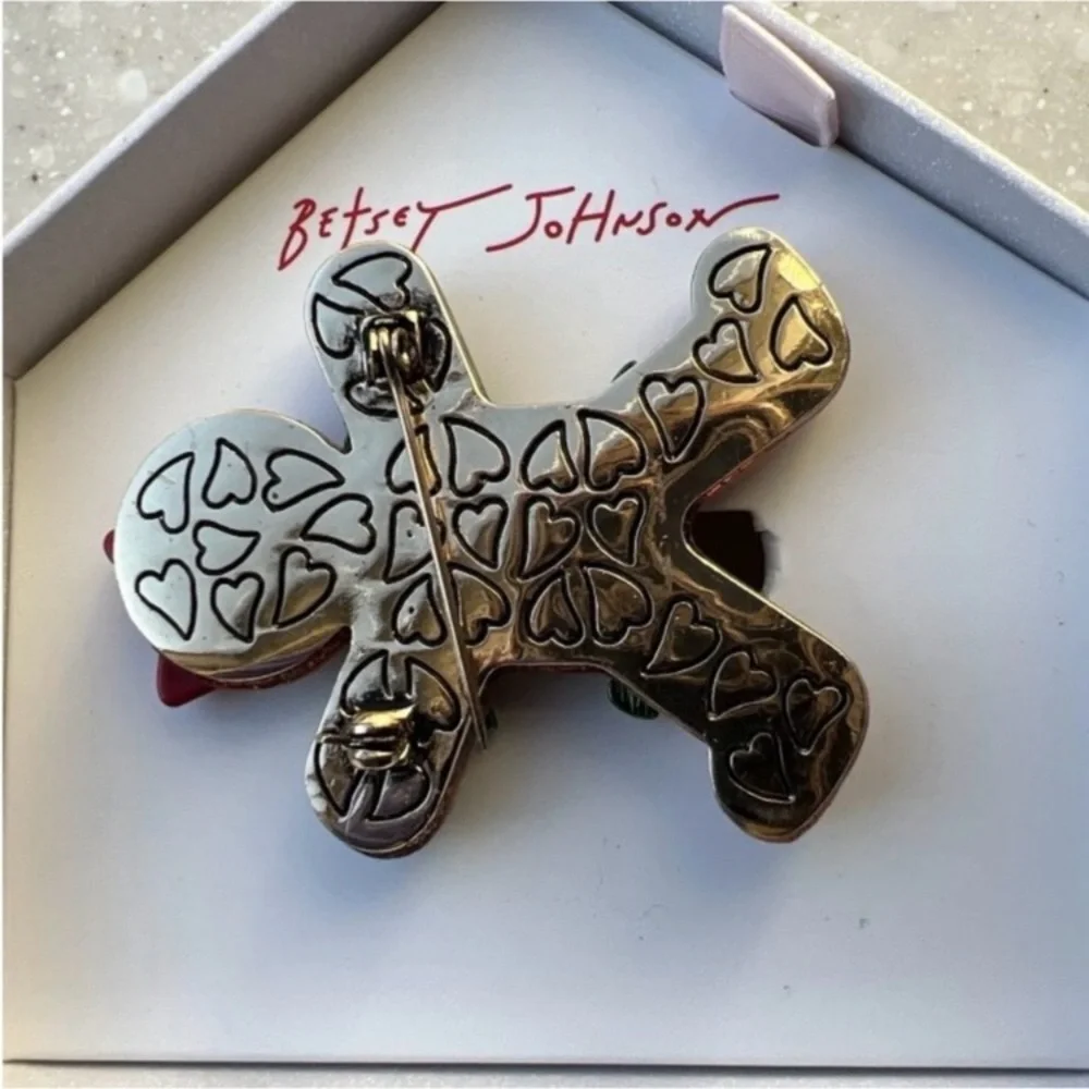 BETSEY JOHNSON SET Christmas Gingerbread in Lights Earrings Necklace Brooch NWT - Picture 15 of 16